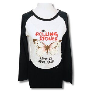 ROLLING STONES Live at Hyde Park raglan sleeve crop top SMALL MEDIUM band shirt